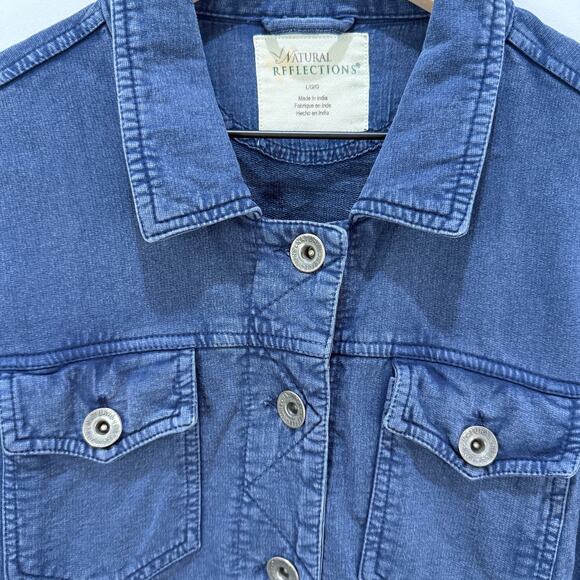 Natural Reflections Chambray Jean Jacket Women's Large Blue 100% Cotton - Picture 8 of 13
